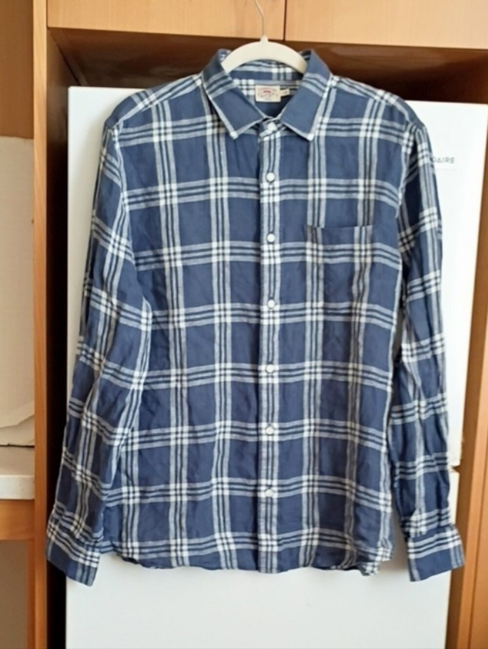 Faherty Linen Plaid Shirt sz L